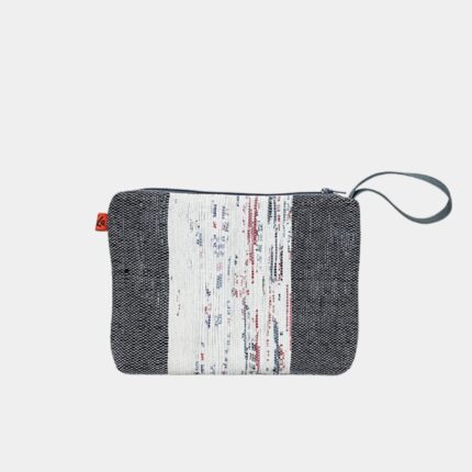 Handcrafted Black+White Large Zippered Wrist Purse