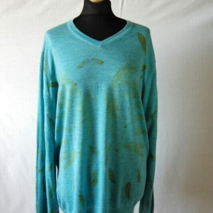 Upcycled pure merino wool eco print jumper size XXL