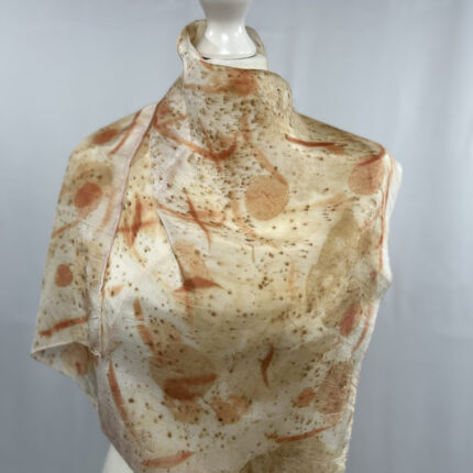 Pure silk upcycled eucalyptus eco print scarf