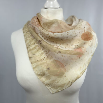 Upcycled pure silk scarf eco printed with eucalyptus