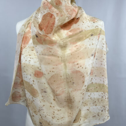 Upcycled pure silk scarf eco printed with eucalyptus