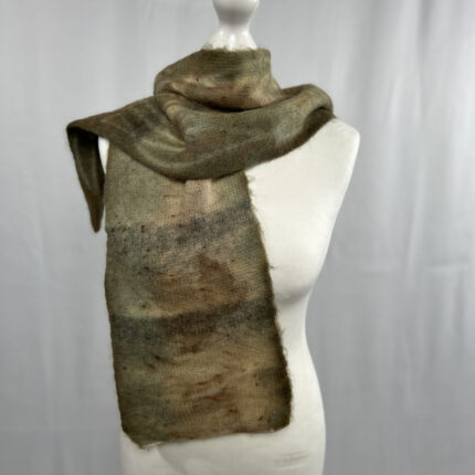 Upcycled long wool mohair eco print scarf