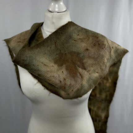 Upcycled long wool mohair eco print scarf