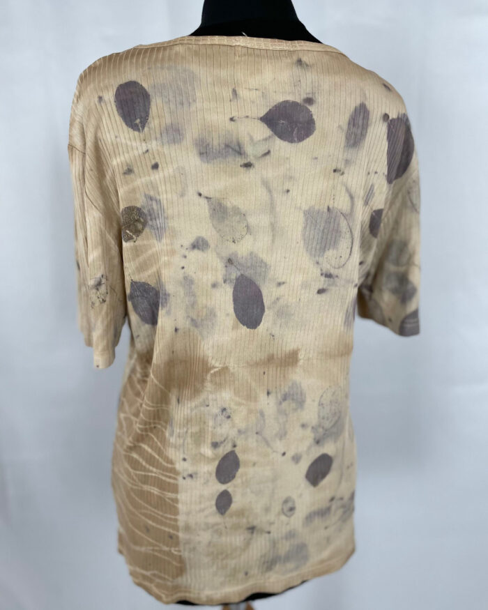 Pure silk eco print jersey top