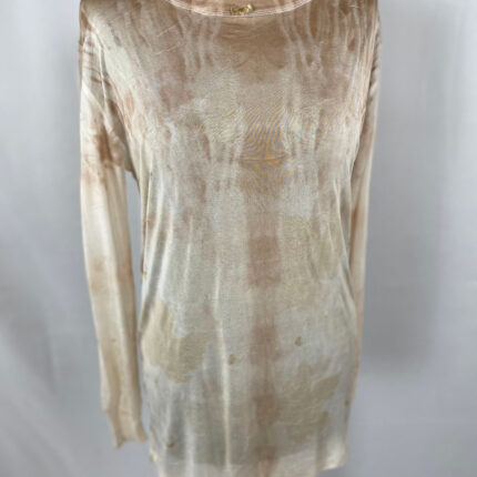Upcycled pure silk jersey eco print top size M/L