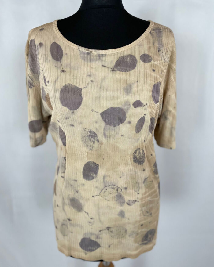 Upcyled pure silk eco print jersey top