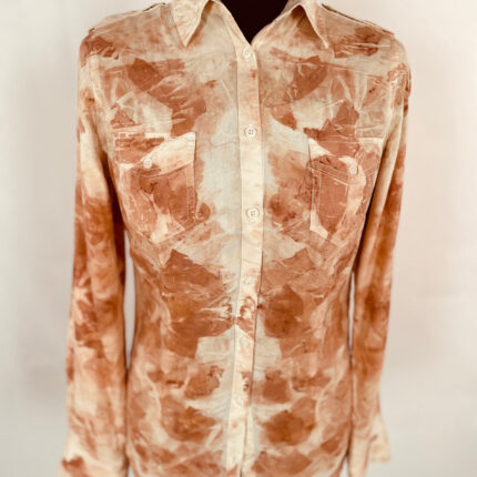 Upcycled pure silk onion skin print shirt